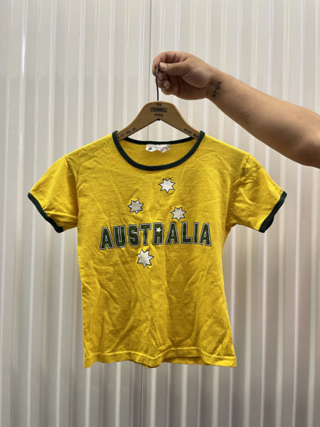 Vintage yellow short-sleeved ringer t-shirt - Australia. Made in Australia. Pre-loved. Limited Item.